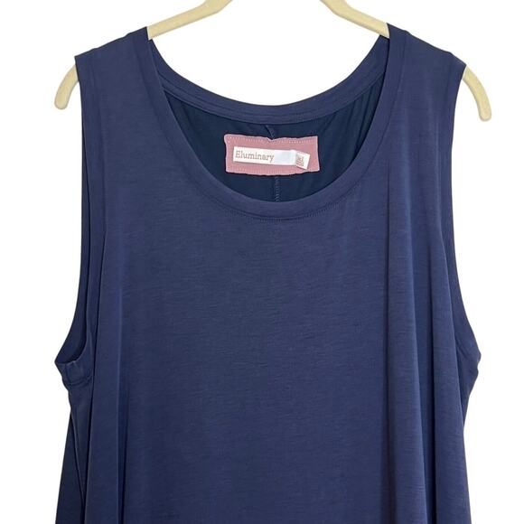 Eluminary Womens Sleeveless Shift Dress Size XL Blue Modal Blend Made in USA - Picture 2 of 6